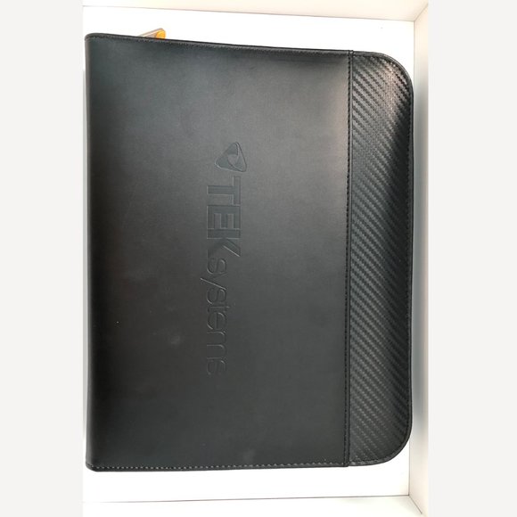 Folder - Black Pleather Zip Folder with 2 Notebooks & Stylus Pen - Picture 3 of 9